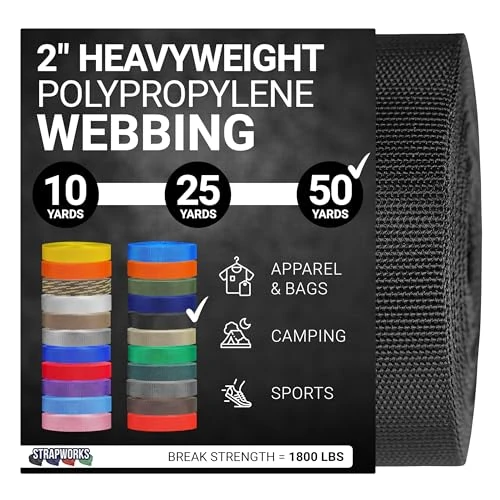 Offerta a tempo: Strapworks, Cinghia in polipropilene pesante e resistente, per riparazioni di attrezzature fai da te e attività all'aperto, 5,1 cm x 45,72 m, nero - 0.00% da 42.71 € a 42.71 €