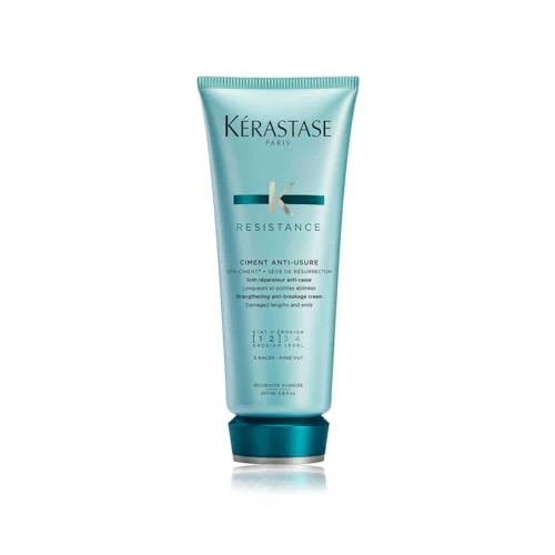 Tijdelijke aanbieding: Kérastase Résistance, Ciment Anti-Usure, Zachte Versterkende en Anti-Breuk Conditioner, Met Vita-Ciment, Voor Beschadigde Haarlengtes en Punten, 200ml van 39.40 € naar 32.59 € (17% korting)