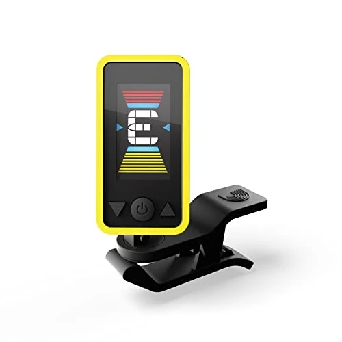 Planet Waves D'Addario Guitar Tuner - Eclipse Headstock Tuner - Clip On Tuner for Guitar - Great for Acoustic Guitars & Electric Guitars - Quick & Accurate Tuning - Yellow