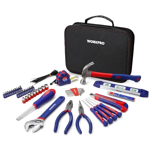 Offre limitée : WORKPRO Kit d'Outils avec Sac de Rangement | pour Usage Domestique ou du Travail 100 Pièces en Acier au carbone et Cr-V, Bleu Rouge Noir de 37.99 € à 37.99 € (0.00% de remise)