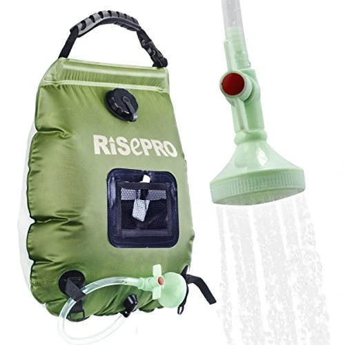 RISEPRO Douchezak op zonne-energie, 20 l, op zonne-energie, campingdouche, met temperatuur, warm water, 45 °C, wandelen, klimmen.