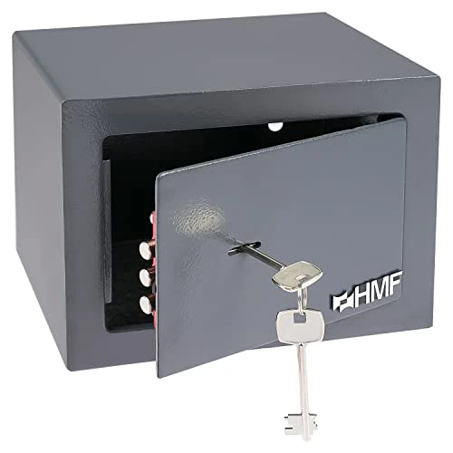 Offerta a tempo: HMF Cassaforte piccola con chiave, cassaforte da armadio | 23 x 17 x 17 cm | Anthracite - 0.00% da 31.66 € a 31.66 €