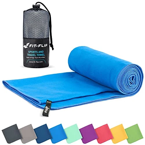 Offerta a tempo: Fit-Flip Asciugamano microfibra - compatto e ultraleggero - asciugamani palestra - il perfetto telo mare grande - ottimale per viaggio, sport e piscina (90x180cm blu) - 5% da 20.99 € a 19.94 €