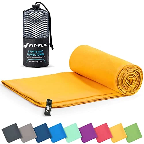 Offerta a tempo: Fit-Flip Asciugamano microfibra - compatto e ultraleggero - asciugamani palestra - il perfetto telo mare grande - ottimale per viaggio, sport e piscina (90x180cm giallo) - 10% da 20.99 € a 18.94 €