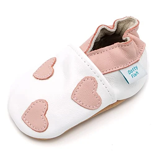 Offerta a tempo: Dotty Fish Scarpe in Pelle Barefoot per Bambini - Cuori Rosa 12-18 Mesi - 0.00% da 27.99 € a 27.99 €
