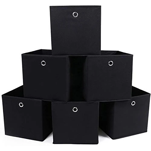 Offerta a tempo: SONGMICS RFB02H-3 - Scatola portaoggetti Pieghevole con Foro per Dita, in Tessuto, 6 Pezzi, 30 x 30 x 30 cm, Colore: Nero - 25% da 27.59 € a 20.69 €