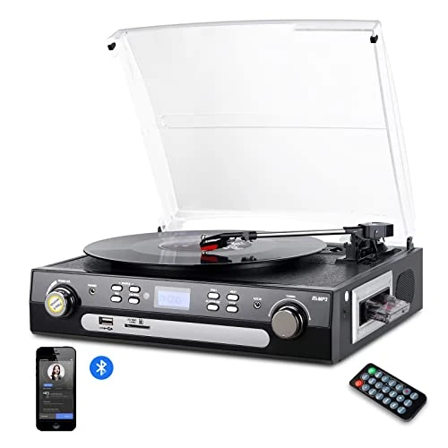 Offre limitee: DIGITNOW! - Lecteur Bluetooth en Vinyle avec Haut-Parleur stéréo, Lecteur Micro à 3 Niveaux de Vitesse, Cassette, Radio AM/FM, Vinyle, encodage USB MP3 de 79.99 EUR a 51.43 EUR (economie 36%)