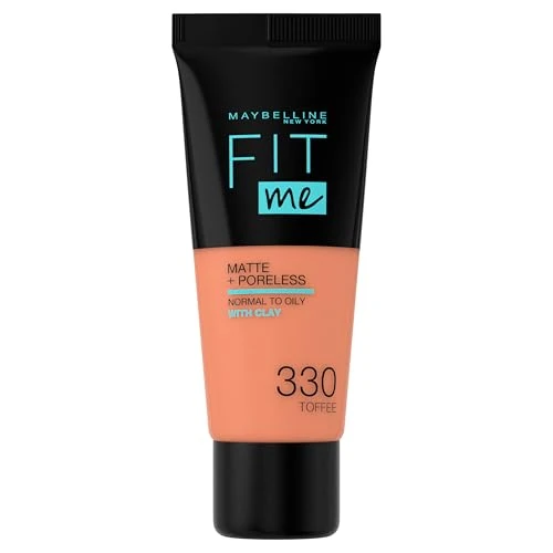 Maybelline Fit Me Foundation, Medium Coverage, Blendable With a Matte and Poreless Finish, For Normal to Oily Skin, Shade: 330 Toffee, 30ml