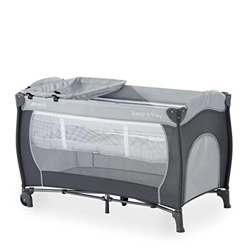Offerta a tempo: hauck Culla da Campeggio Sleep N Play Center - Lettino Neonato fino 15kg - Letto pieghevole 120x60cm, con 2 Piani Regolabili, Fasciatoio e Ruote - Grigio - 16% da 93.50 € a 78.32 €