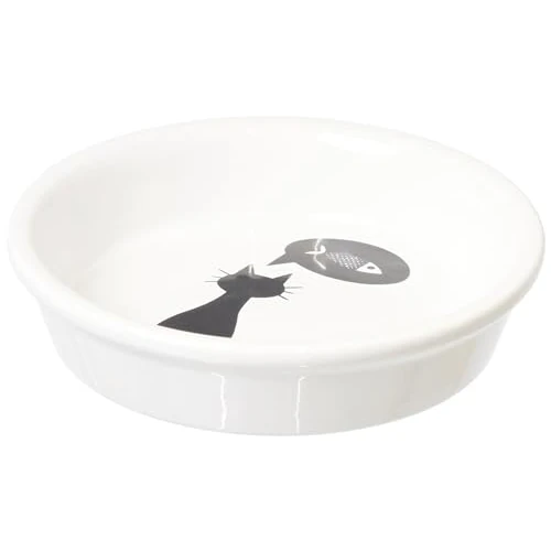 Trixie ciotola in ceramica per gatti, 0.25 l, diametro 13 cm, bianco/nero