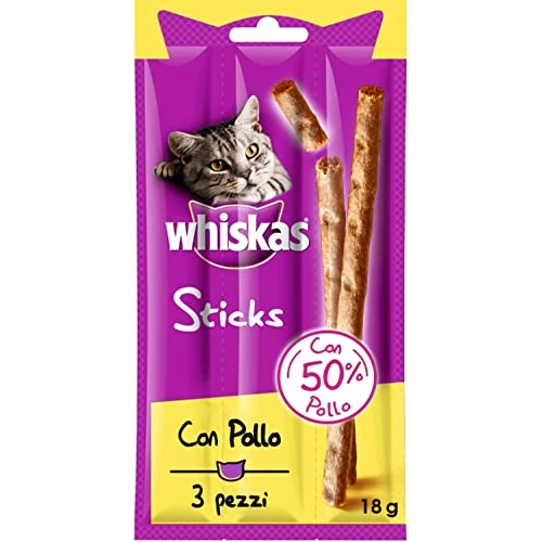 Oferta limitada: Whiskas Premios para Gatos en forma de Sticks, Sabor Pollo (Pack de 28 x 18g) de 49.00 € a 31.19 € (ahorro 36%)