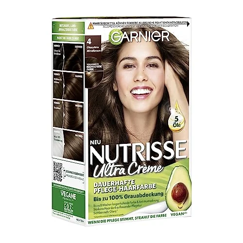 Garnier Nutrisse Creme Coloration Medio di 40, colorazione per capelli per permanente colore dei capelli (con 3 naehrenden Oli), confezione da 3