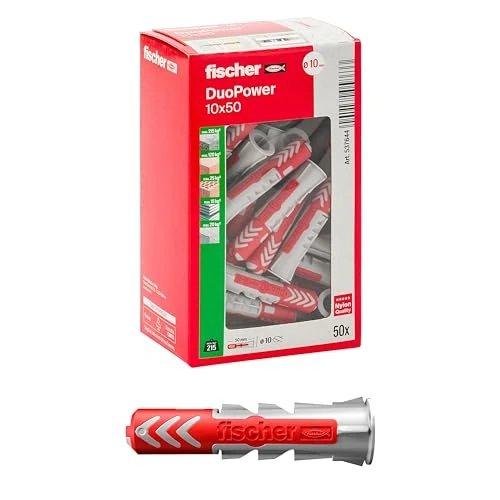 Offerta a tempo: Fischer 50x Tasselli DuoPower, 10 x 50 mm, per Muro pieno, Mattone Forato, Cartongesso, 537644 - 4% da 10.90 € a 10.49 €
