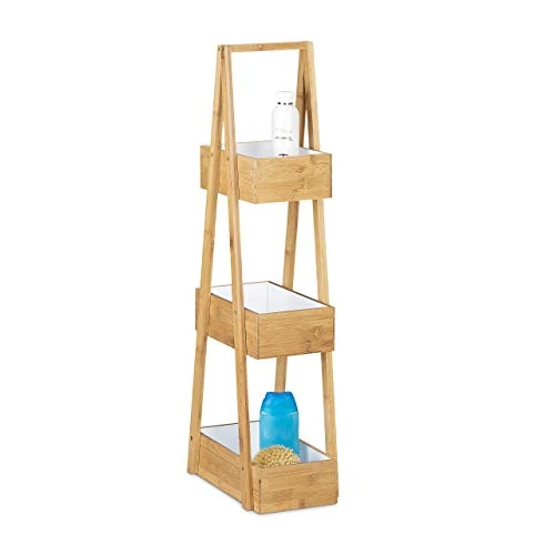 Offerta a tempo: Relaxdays Scaffale da Bagno con 3 Cestini, Mobiletto Autoportante, Multiuso, H x LX P: 82 x 18 x 30 cm, Legno Naturale - 40% da 69.99 € a 41.66 €