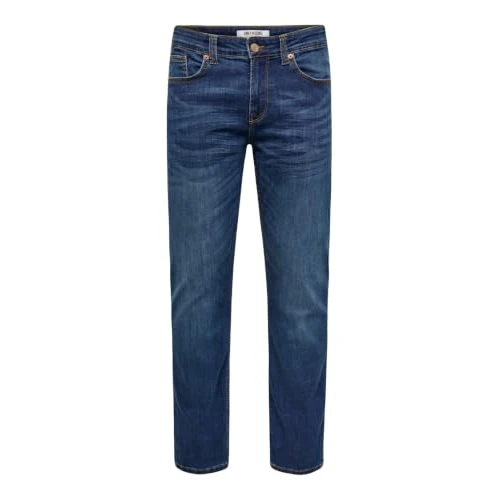 Offerta a tempo: Only & Sons Uomo O&S Jeans Regolare Straight Stretch Denim ONSWEFT Lavaggio Stone Hose Pantaloni, Colore:Blu, Taglia Pantalone:28W / 30L - 15% da 39.99 € a 33.99 €