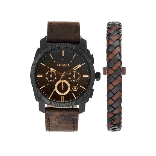 Tijdelijke aanbieding: Machine Chronograaf Donkerbruin Leren Horloge en Armband Doosset van 71.00 € naar 71.00 € (0.00% korting)