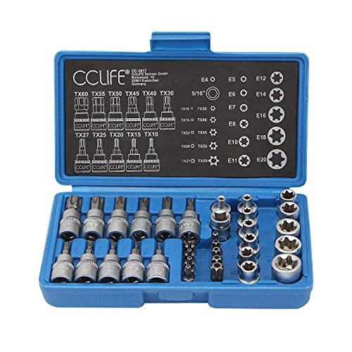 Limited-time offer: CCLIFE 34pcs Torx Bit Socket Hex Set S2 Bit, E4-E20 | T10-T60 Torx| 5/16" F to 3/8" M Adapter from 17.99 £ to 17.99 £ (save 0.00%)