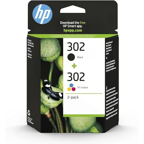HP 302 Nero e Tricromia, X4D37AE, Confezione da 2 Cartucce Originali, Compatibile con Stampanti HP DeskJet 1110, 2130, 3630, HP Envy 4520, OfficeJet 3830, 4650, 5220, 5230
