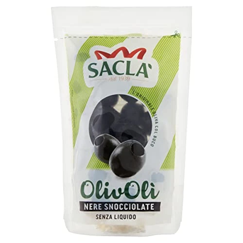 Offerta a tempo: Saclà, OlivOlì, Olive Nere Snocciolate, Ideali per Insalate e per Arricchire i Tuoi Piatti, Busta, 75g, Senza Liquido, Confezione da 24 pezzi - 0.00% da 28.56 € a 28.56 €