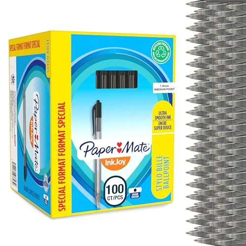 Offerta a tempo: Paper Mate InkJoy 100RT Penna a Sfera a Scatto | Punta Media (1,0 mm) | Nero | Confezione da 100 - 39% da 50.51 € a 30.99 €