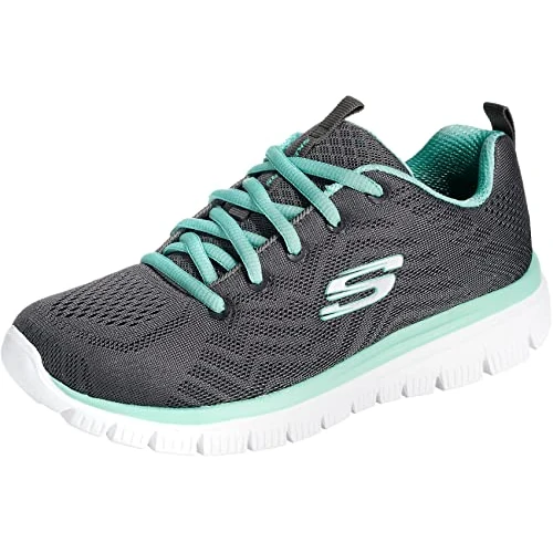 Limited-time offer: Skechers Women's Graceful Get Connected Sneaker, Charcoal Mesh Green Trim, 4 UK from 54.00 GBP to 34.98 GBP (save 35%)