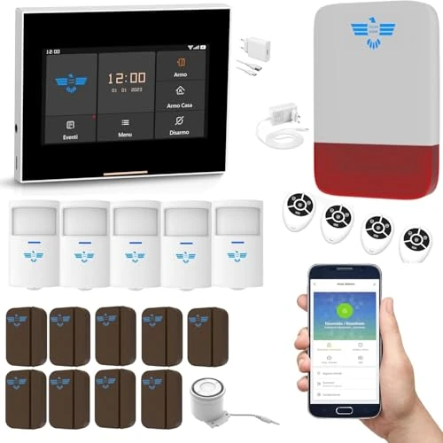 Offerta a tempo: Kit Allarme Casa Wireless, Antifurto Casa Senza Fili con Sensori di Movimento e Sirena, Kit Antifurto Casa Completo con Connessione WiFi per Sicurezza Domestica. Assistenza Italia - 0.00% da 364.00 € a 364.00 €