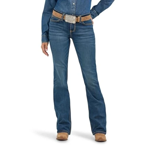 Wrangler Women's Retro Rise Boot Cut Jean, Mid Wash, 7W x 36L