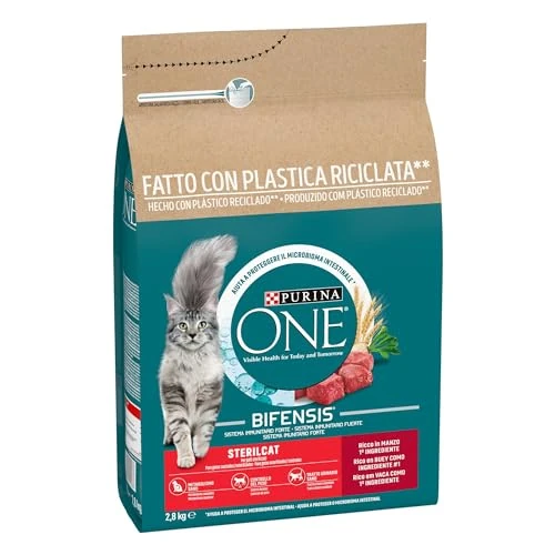 Offerta a tempo: PURINA ONE Bifensis Sterilcat - Croccantini Gatto Adulto Sterilizzato con Manzo. 1 Confezione da 2,8 kg — 12% da 15,60 € a 13,69 €