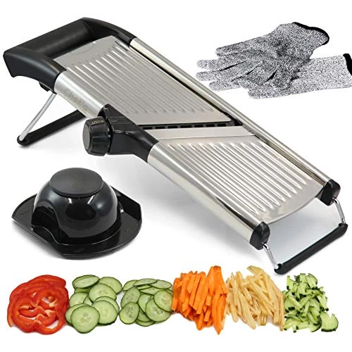 Tijdelijke aanbieding: Chef's Inspirations Mandoline groenteschaaf groentesnijder is geweldig voor het snijden van levensmiddelen, groenten en fruit. Juliennesnijder van professionele kwaliteit. van 33.97 € naar 33.97 € (0.00% korting)