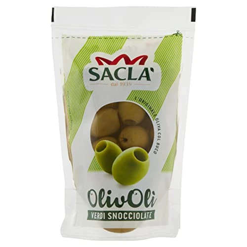 Offerta a tempo: Saclà, OlivOlì, Olive Verdi Denocciolate, Ideali per Aperitivo, Insalate e per Arricchire i Tuoi Piatti, Busta, 185g (85g sgocciolato), Confezione da 24 pezzi - 32% da 20.40 € a 13.92 €