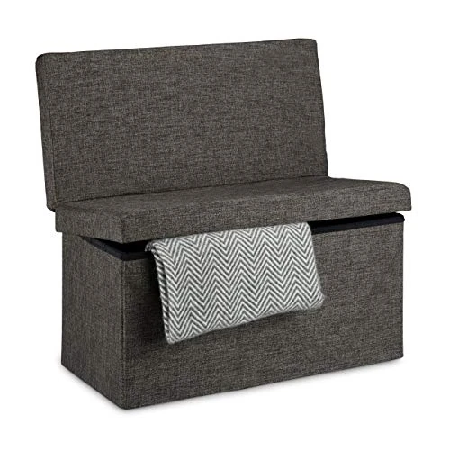 Offerta a tempo: Relaxdays Panca Pieghevole con Schienale, Sgabello, con Coperchio e Contenitore, in Lino, HxLxP: 73x76x38 cm Marrone - 0.00% da 59.99 € a 59.99 €