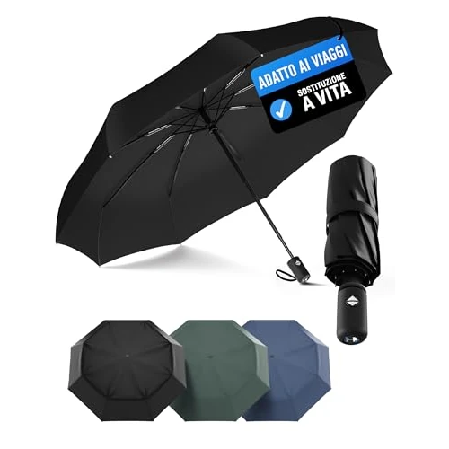 Offerta a tempo: Rain-Mate Ombrello Compatto Antivento, Automatico, 9 Coste Rinforzate - 0.00% da 15.99 € a 15.99 €