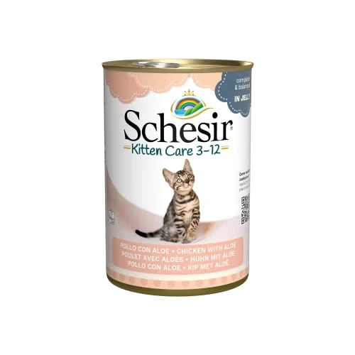 Schesir Cat Jelly Kitten Thon à l'aloe vera 24 boîtes de 140 g de nourriture humide pour chatons en gelée