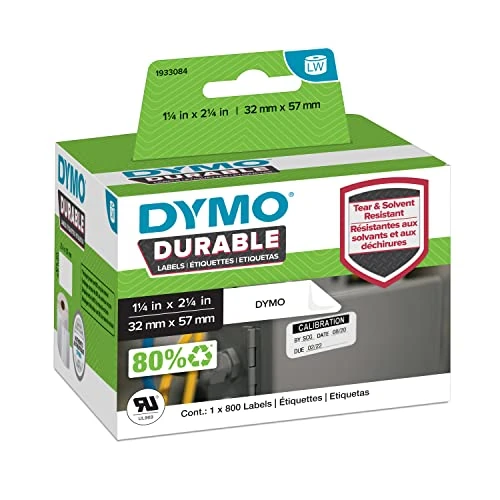 Offerta a tempo: DYMO LabelWriter Etichette durevoli originali | 57mm x 32mm | Poliestere bianco | 800 etichette autoadesive | Alte prestazioni | Per stampanti di etichette LabelWriter - 0.00% da 99.98 € a 99.98 €