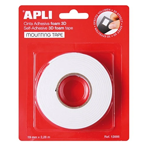 Offerta a tempo: APLI 13986 - Nastro biadesivo in schiuma, 19 mm x 2,28 m, bianco - 0.00% da 4.86 € a 4.86 €