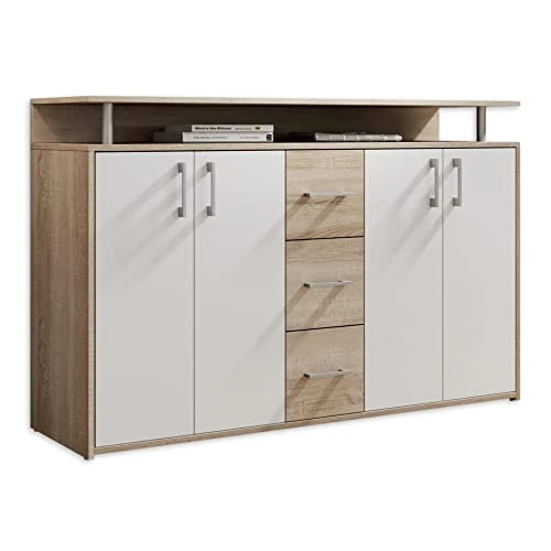 Stella Trading Drift Highboard Wood Effect Sonoma White (W/H/D) 139 x 90 x 34 cm