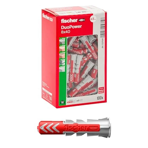 Tijdelijke aanbieding: Fischer DuoPower pluggen, 8 x 40 mm, voor muren, gatsteen, gipsplaat, 537641, 100 stuks van 11.76 € naar 11.76 € (0.00% korting)