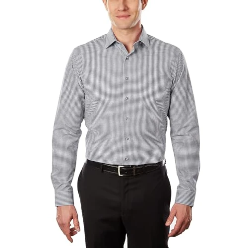 Kenneth Cole Unlisted męska koszula slim fit w kratkę i paski (wzorzysta), szary, 16"-16.5" Neck 32"-33" Sleeve