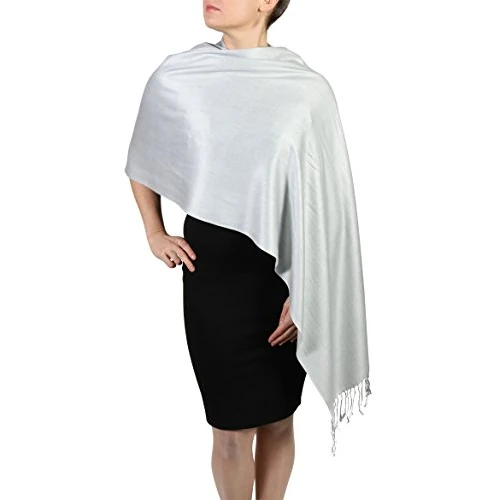 Zeitlich begrenztes Angebot: York Shawls Pashmina Schal Tuch für Frauen - Quastenveredelung - Kostenloser Aufhänger (Über 20 Farben) Handgefertigt (Silber) von 32.33 € auf 32.33 € (0.00% Rabatt)