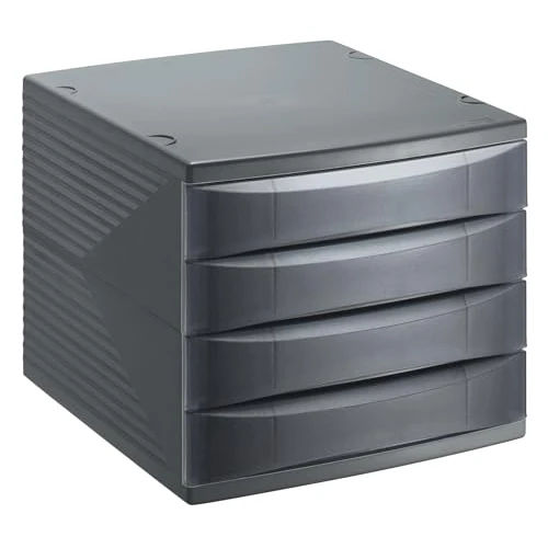 Offerta a tempo: Rotho Cassettiera/scatola da ufficio quadra con 4 cassetti, plastica (PS), senza BPA, nera, (36,5 x 28,0 x 25,0 cm) - 9% da 29.85 € a 27.10 €