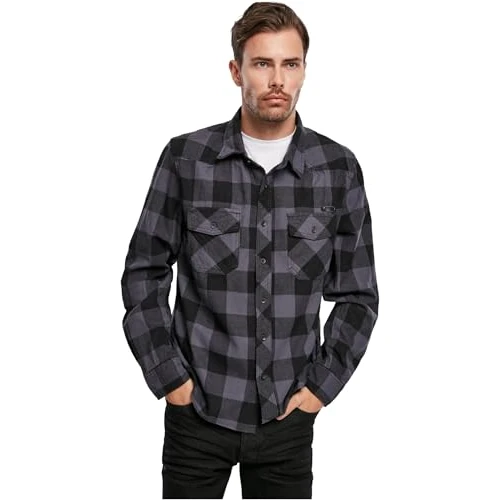 Brandit Check Shirt Herren Baumwoll Hemd L Black-grey