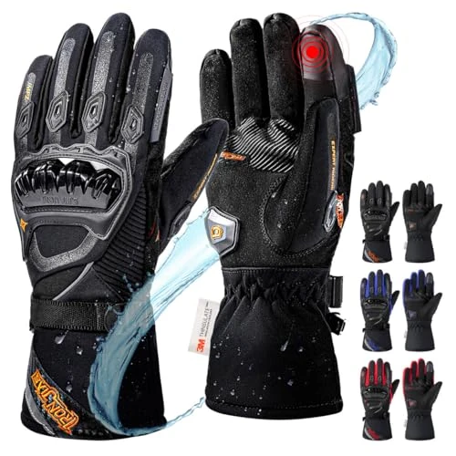 Zeitlich begrenztes Angebot: IRON JIA'S Winter Motorradhandschuhe, Wasserdicht Winddicht Level 1 KP Leicht und Warm 2-Finger-Touchscreen Handschuhe für Motorrad, Wandern und andere Outdoor-Sportarten Mann und Frau-Schwarz-XL von 37.99 € auf 37.99 € (0.00%