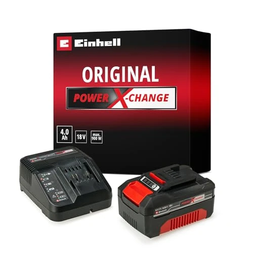 Einhell Original Kit de inicio Batería y cargador Power X-Change Volks.Akku (batería de iones de litio, 18 V, 4,0 Ah y cargador rápido, apto para todas las herramientas Power X-Change)