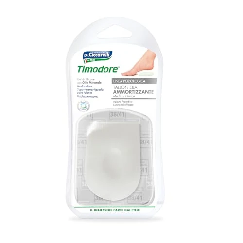 Timodore, Talloniera Ammortizzante, Protegge Ammortizzando la Camminata Prevenendo il Dolore Causato dalla Pressione Sul Tallone, 100% Made in Italy, Dermatologicamente Testato, Taglia 38-41
