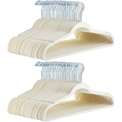 Limited-time offer: Amazon Basics Slim Velvet Non-Slip Space Saving Suit Clothes Hangers for Closet Organization, Ivory/Beige, 100-Pack from $39.99 to $39.99 (save 0.00%)