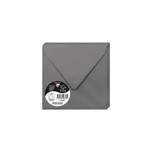 Offerta a tempo: Clairefontaine 5638C - Pacco da 20 Buste gommate - Formato Quadrato 14x14cm - 120g/m² - Colore Grigio acciaio -Inviti Eventi e Corrispondenza - Gamma Pollen - Carta Premium Liscia - 0.00% da 9.68 € a 9.68 €