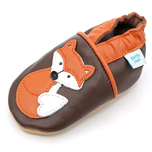 Limited-time offer: Dotty Fish Barefoot Soft Sole Leather Baby Shoes - Fox 12-18 Months | Lightweight, Breathable, Flexible, Elasticated ankles, Anti-slip, Unisex from 16.99 £ to 16.99 £ (save 0.00%)