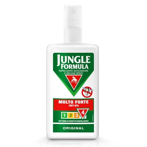Offerta a tempo: Jungle Formula Molto Forte Spray Repellente antizanzare - Fino a 9 ore di protezione - Zanzare, zecche, insetti aggressivi - Deet 50% - Condizioni estreme, viaggi tropicali e zone infestate - 75 ml - 35% da 13.90 € a 8.99 €