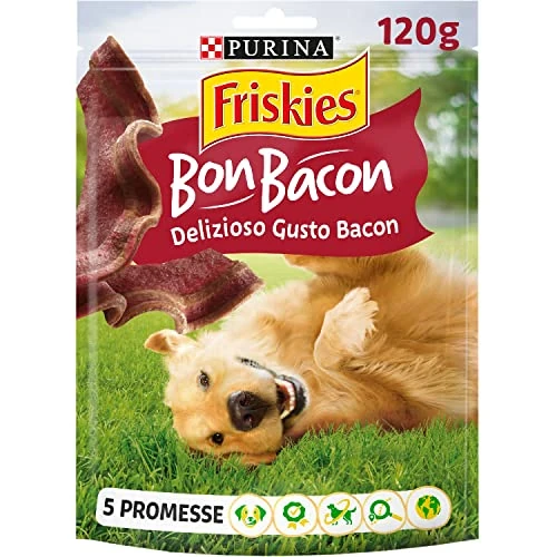 PURINA FRISKIES Bon Bacon 5 Promises Snack for Adult Dogs with Bacon Flavour 6 Packs of 120 g