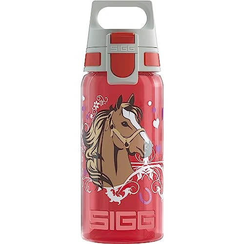 Oferta limitada: SIGG VIVA ONE Horses Cantimplora infantil (0.5 L), botella para niños sin sustancias nocivas y con tapa hermética, cantimplora transparente para usar con una mano de 17.95 EUR a 16.95 EUR (ahorro 6%)